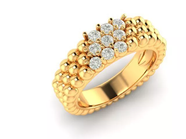 Van Cleef Perlée 3-Row Diamond Ring galeri görseli