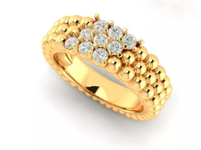 Van Cleef Perlée 3-Row Diamond Ring galeri görseli