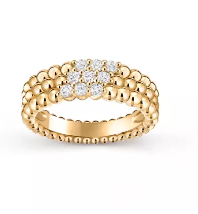 Van Cleef Perlée 3-Row Diamond Ring