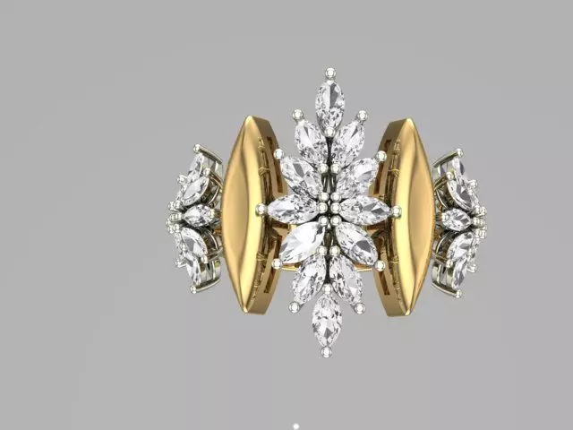 Marquise Diamond Gold Ring galeri görseli