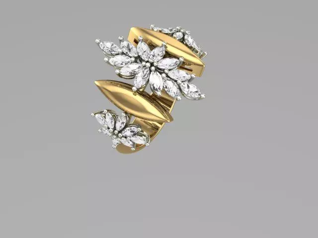 Marquise Diamond Gold Ring galeri görseli