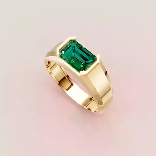 Emerald Gemstone Gold Ring 3D Model - JPB